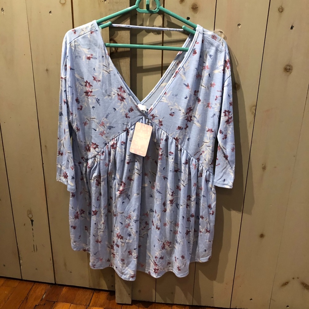Blue Floral Blouse